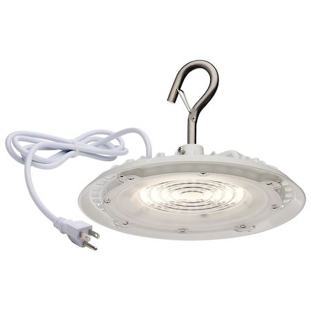 80 Watt Hi-Pro Shop Light With Plug - 8 In. Dia. - 3000K - White Finish - 120 Volt